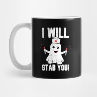 Nurse Ghost I Will Stab You Funny Halloween Mug